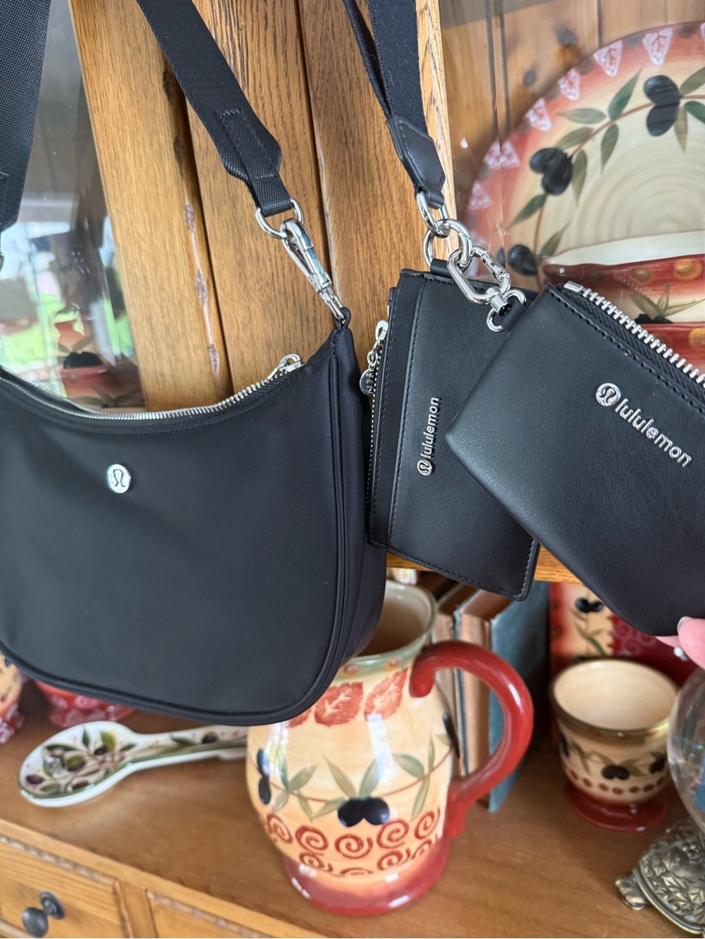 lululemon athletica Black Crossbody Bag with Card Pouch and Zip Wallet